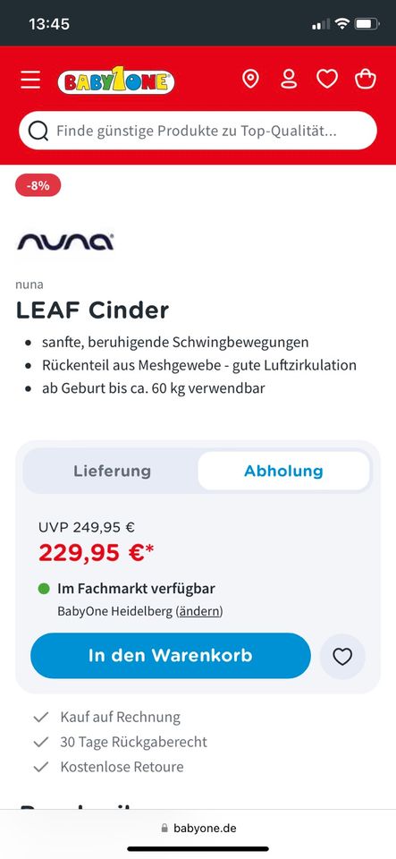 Nuna leaf, Babywiege, Babywippe, super Zustand in Darmstadt