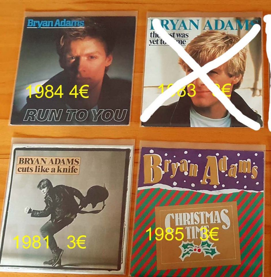 6 Bryan Adams Singles Preis steht auf Cover in Neustadt an der Weinstraße