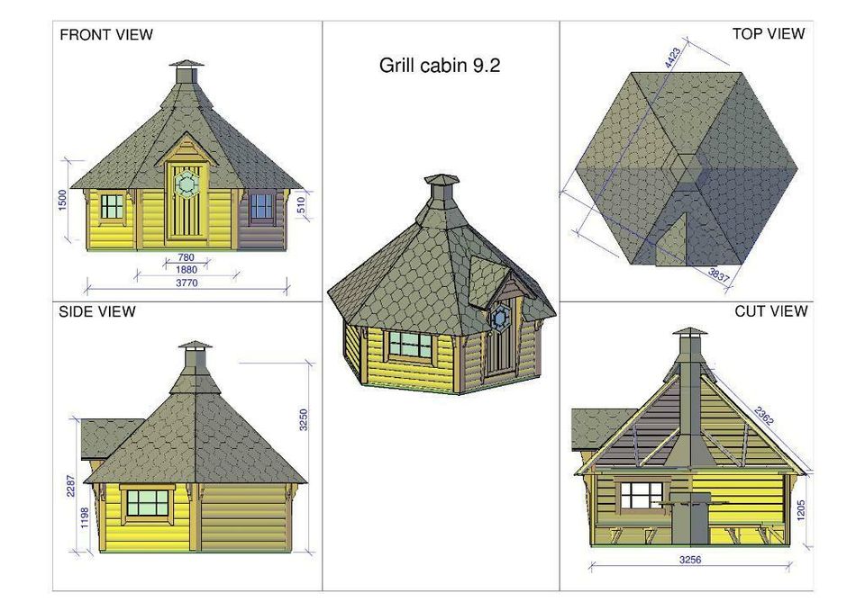 Grillkota / Grillhütte / Holzhaus 9,2 m², 45 mm Rundbohle deluxe in Lamspringe