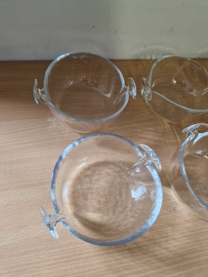 6 edle Vintage Glas Schälchen, Desert Schälchen mit Griffen in Möhrendorf