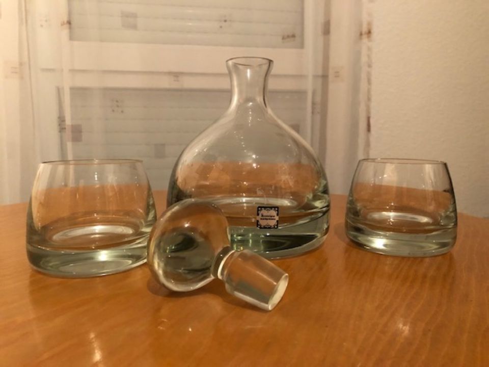 Whisky-Karaffe, mundgeblasen + 2 Whisky-Gläser (Neuwertig) in Vellberg