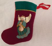 Weihnachtsstiefel Nikolausstiefel Samtstoff Engelmotiv Vintage Stuttgart - Sillenbuch Vorschau