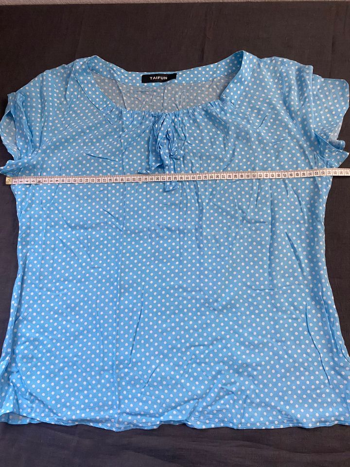 Blau weiss polka dot gepunktete Taifun Bluse Tunika S M 36 38 in Attenkirchen