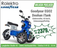 Goodyear Ego 2 - Doohan iTank Elektroroller 3-Wheel 45 Km/h Niedersachsen - Ostrhauderfehn Vorschau