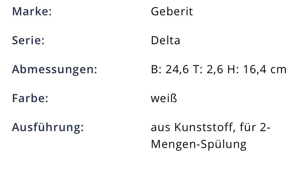 Geberit Betätigungsplatte Delta 51 für 2-Mengen-Spülung weiß in Bonn