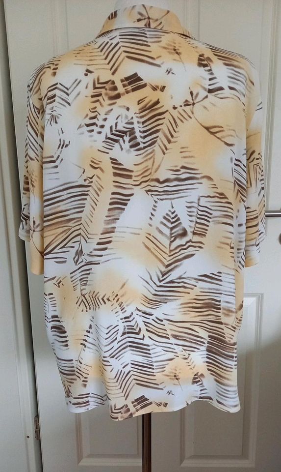 Bluse, Sommer, kurzarm, Viscose, Gr. 50, creme, braun, in Schwalmtal