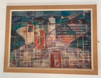 Altes Gemälde Skyline auf Pressplatte signiert Bielefeld - Senne Vorschau