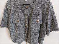 H&M Bouclé Blazer Cardigan Bolero Top meliert grau weiß Gr. L Hessen - Limburg Vorschau