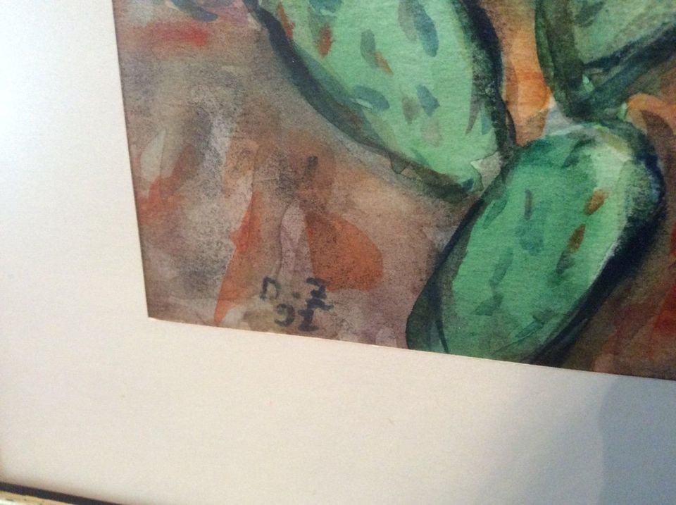 Original von Daher Zidany, signiert, Aquarell auf Papier, gerahmt in Fürth