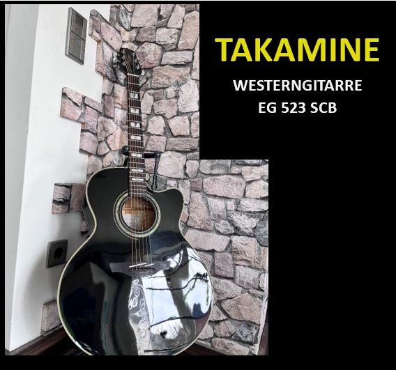 TAKAMINE EG 523 SCB WESTERNGITARRE IN BLACK GLOSS MIT PREAMP TK40 in Eckersdorf