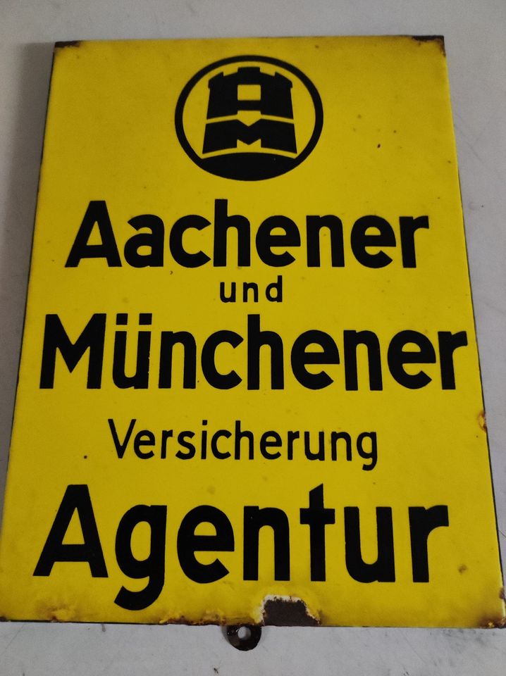 Emailleschild Blechschild Aachener und Münchener Versicherung in Meißenheim