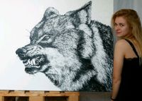 Wolf Tierbild Wandbild Unikat KunstPortrait Leinwand Keilrahmen D Nordrhein-Westfalen - Oberhausen Vorschau