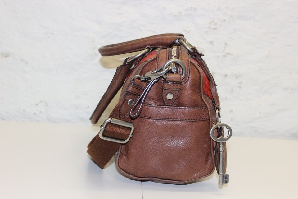 FOSSIL Maddox Dark Patchwork Tasche Leder Umhöngetasche Bunt Rot in Duisburg