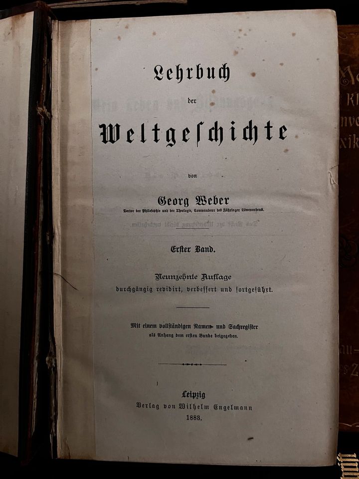 Weber Weltgeschichte 1. Band 1888 in Nürtingen