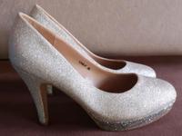 R's High Heels Gr. 36 Plateau Pumps silber Glitzer Baden-Württemberg - Bruchsal Vorschau