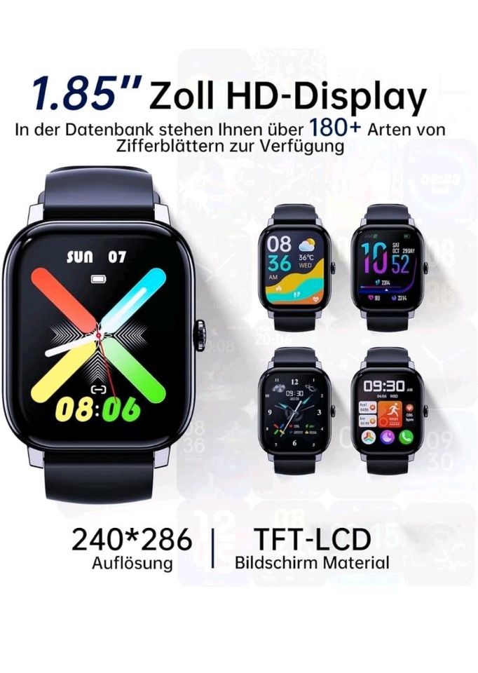 Smartwatch Herren mit Telefonfunktion - 1.85'' HD Touchscreen in Oberickelsheim