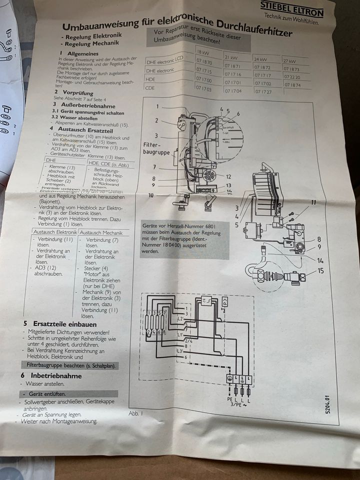 Stiebel Eltron Ersatzteil Durchlaferhitzer in Kalefeld