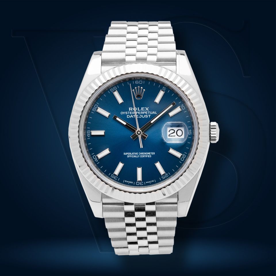 Rolex Datejust 41 Ref 126334 Blaues Blatt Automatik Stahl Fullset in Hamburg