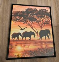Afrika-Elefanten-Sonnenuntergang-Bild-Malen nach Zahlen + Rahmen! Bayern - Schwabach Vorschau
