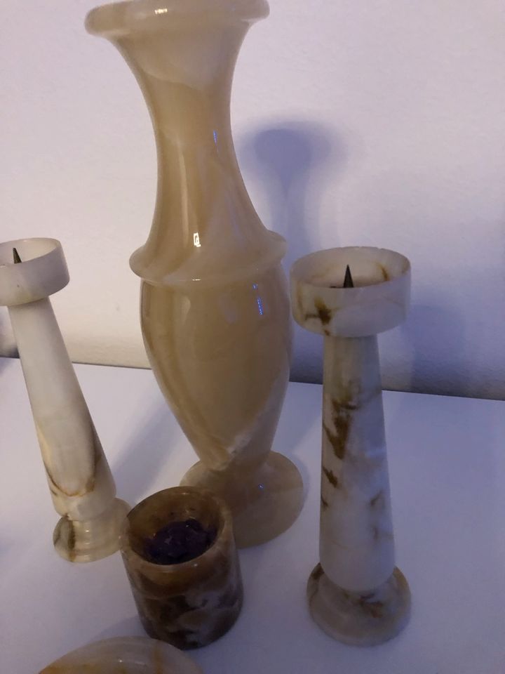 Vintage Marmor Set Vasen Kerzenständer Schale in Laatzen