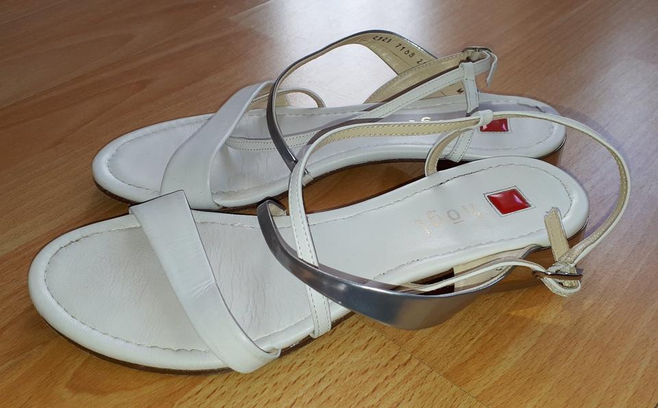 Högl Echtleder Sandalen Leder Schuhe weiß silber Gr. 37 in Wilhelmshaven