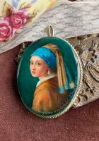 Lupenmalerei Vermeer Mädchen mit Perlenohrring Anhänger groß oval Schleswig-Holstein - Kiebitzreihe Vorschau