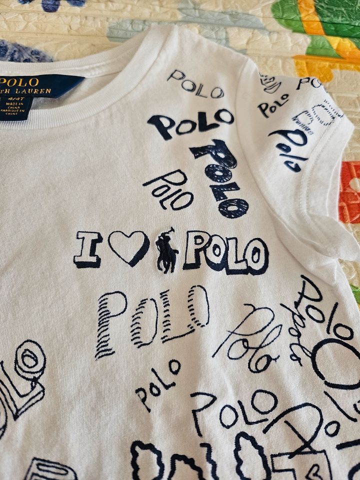 Polo Ralph Lauren T-shirt Mädchen Shirt weiß blau Gr. 104 in Ensdorf