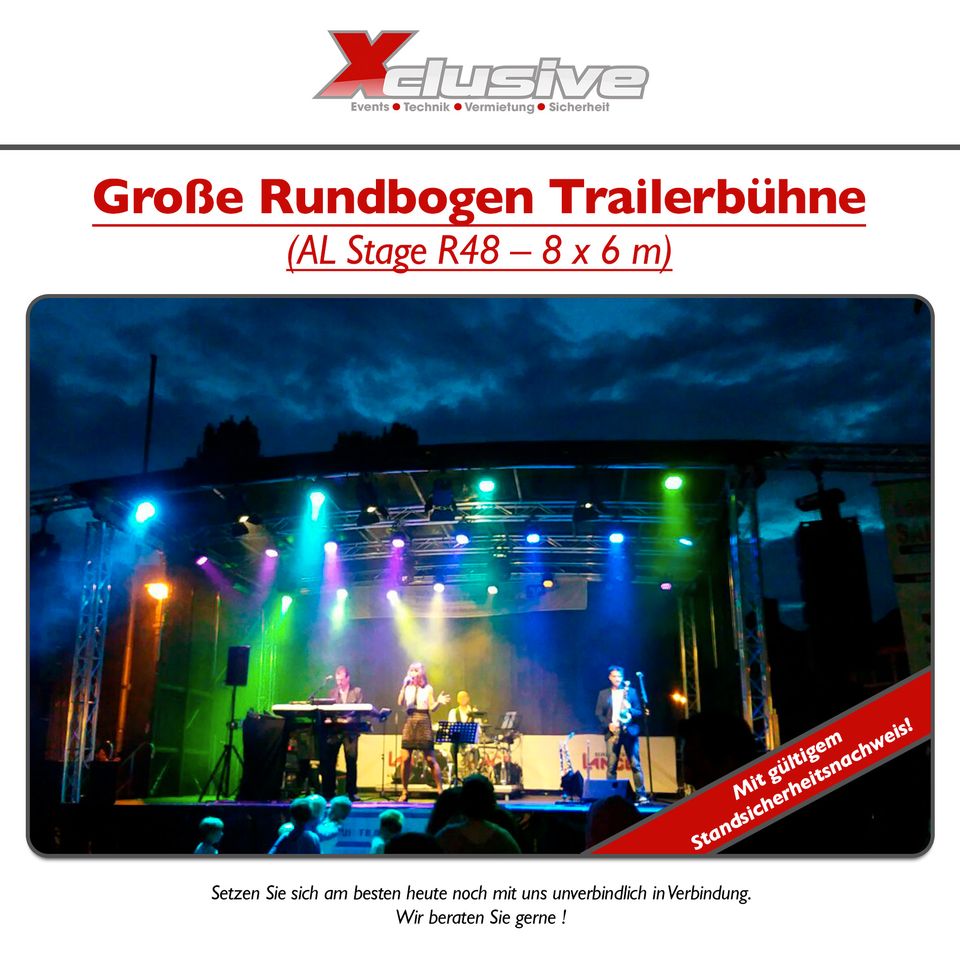 Trailerbühne 8x6m Mobile Bühne / Stage Rundbogen in Nordendorf