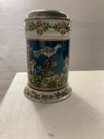 Porzellanbierkrug mit Zinndeckel und sehr schönen Motiven Nürnberg (Mittelfr) - Kleinreuth b Schweinau Vorschau