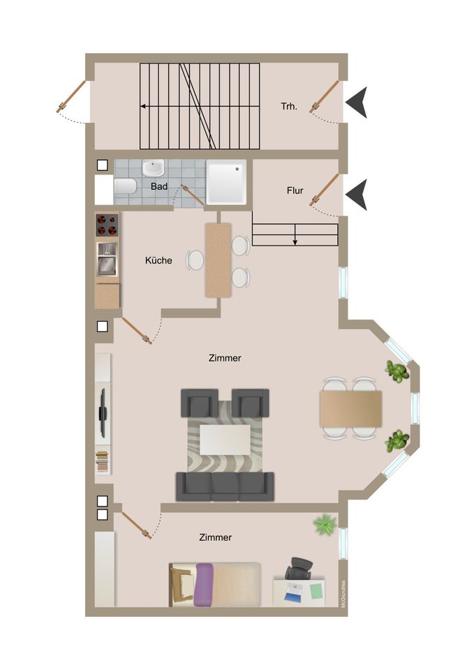 Möblierte 2- Zimmerwohnung, Südvorstadt mit PKW Stellplatz in Leipzig