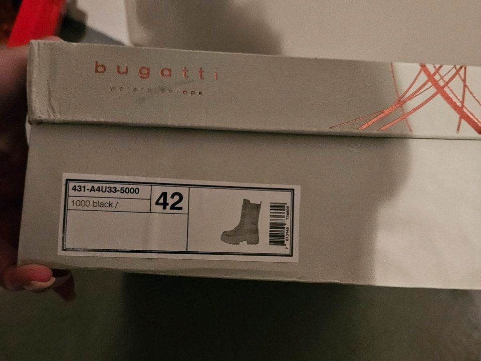 Bugatti Schnürstiefeletten Boots Damen Schwarz Neuwertig 42 in Aichelberg