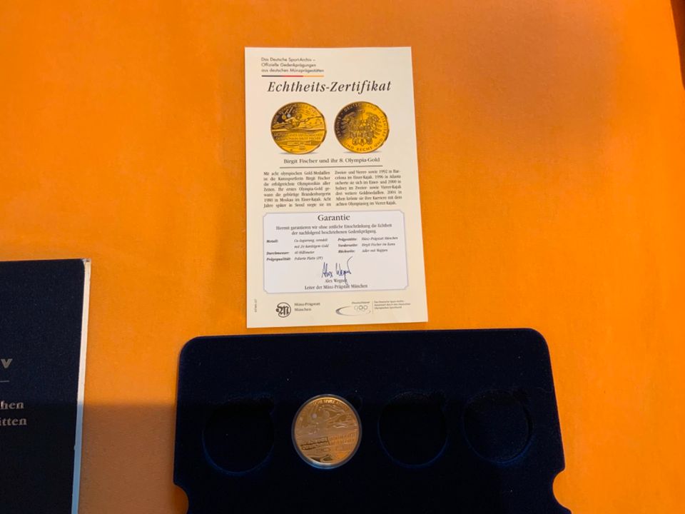 Das Deutsche Sportarchiv Medaille Birgit Fischer vergoldet in Essen