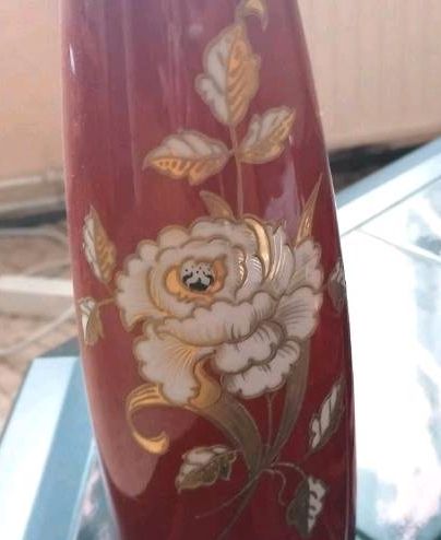 3 hübsche, dekorative rotbraune, Vasen als Set Goldrelief in Walschleben