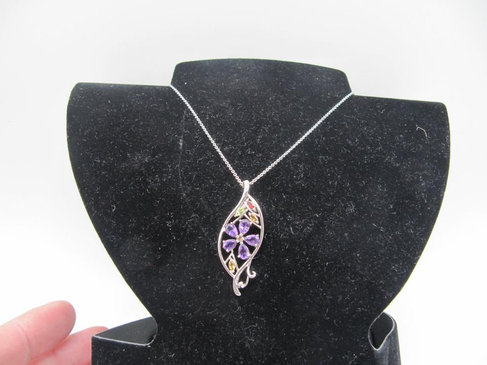 925 Silber Kette + gr. Anhänger mit Citrin Peridot Amethyst ... in Eystrup