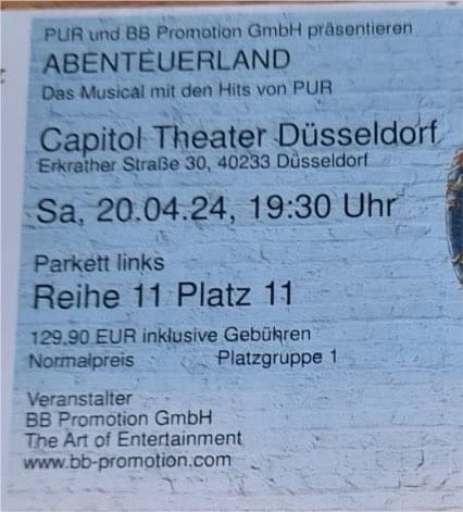 3 Tickets für das Musical Abenteuerland in Pronsfeld