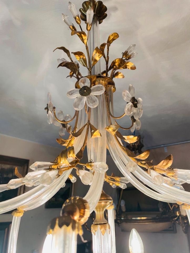 Antik Mid-Century Kronleuchter Blattgold Lampe Hollywood Regency in Hagen
