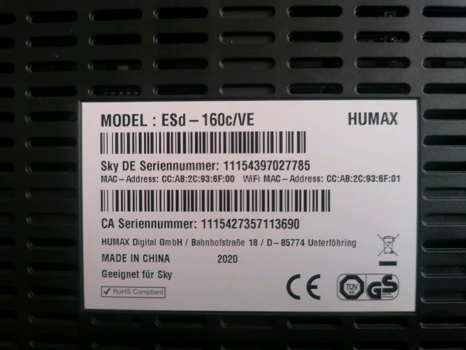 Sky Humax Esd-160c Kabel Receiver in Pockau