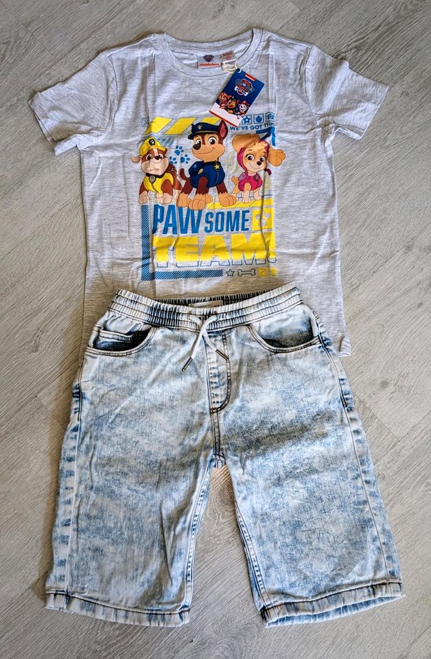 RESERVED JEANSSHORTS & T-SHIRT *PAW PATROL* GR. 122/128 NEU in Erfurt