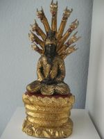 Guan Ying auf Schlangenthron, Bronze vergoldet, 2 teilig, 40 cm Hessen - Baunatal Vorschau