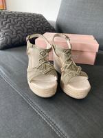 Keilsandale Sandalen Makramee Salbeigrün Grün wie NEU Hessen - Wabern Vorschau