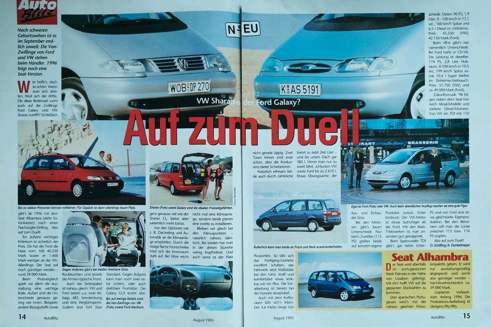VW Sharan 7M8 7M9 Reklame Berichte 2,0 CL GL TDI Carat VR6 in Hanau