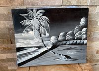Strandbild  aus Kuba Ölbild auf Keilrahmen Palme am Strand Niedersachsen - Großefehn Vorschau