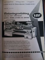 Bedinungsanleitung und Vorschrift Drehbank VDF 18 RO 21 RO 24 RO Bayern - Königstein Vorschau