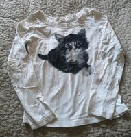 H&M Shirt Gr. 146 /152 weiss mit Katze Nordrhein-Westfalen - Erkrath Vorschau