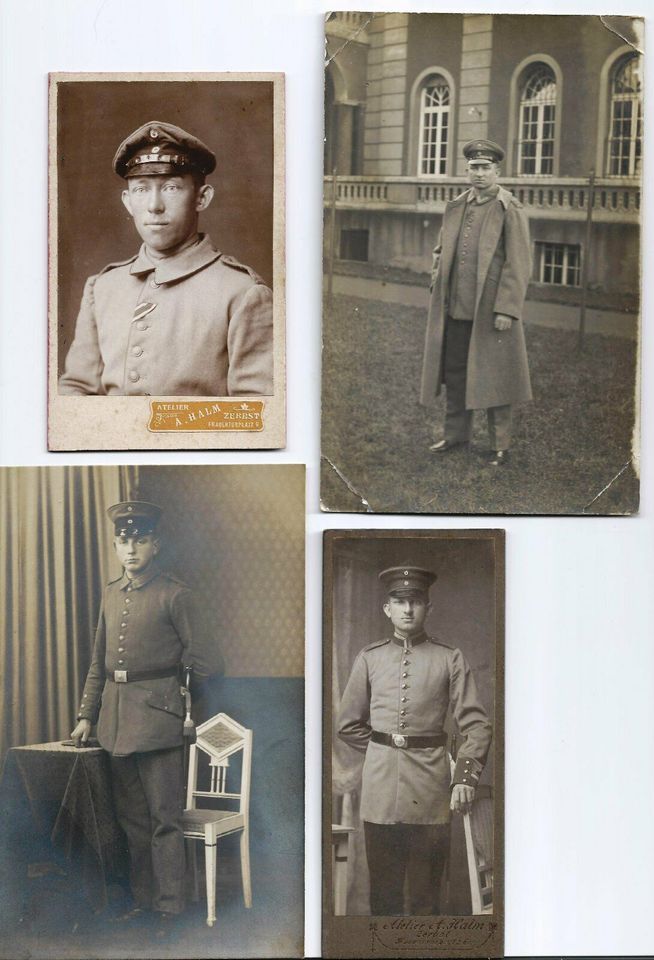 4 Portraits deutscher Soldaten Uniform 1. Weltkrieg WWI ca. 1916 in Luso