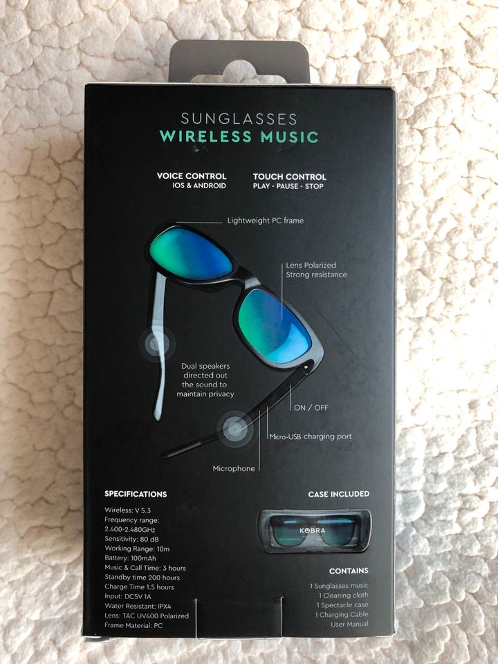 Kobra Smartbrille Sonnenbrille Wireless Musik Telefon Neu in Regis-Breitingen