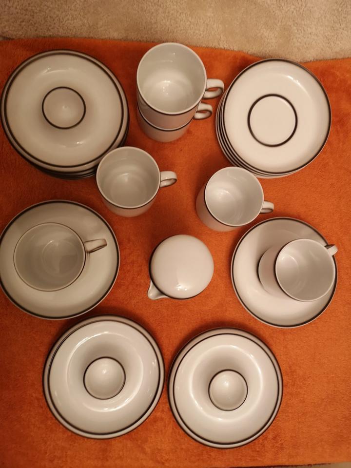KAFFEESERVICE THOMAS SCANDIC SHADOW weiß Rand braun 6 Personen in Delmenhorst