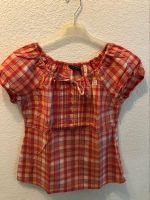 Kurzarm Bluse, Apricot/Erdbeer/Creme kariert, Gr. 34 Hessen - Rödermark Vorschau