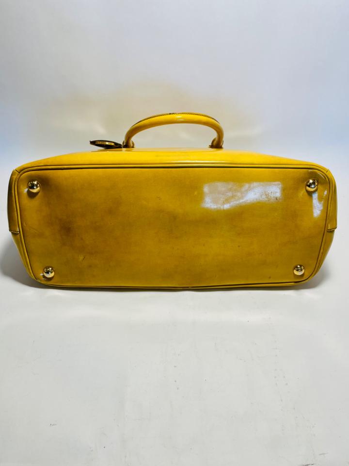 PRADA Yellow Patent Leder Medium Double Zip Tote Handtasche in Dresden