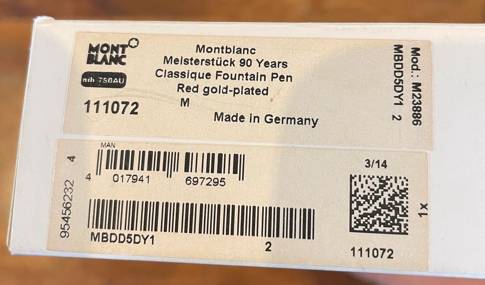 Montblanc Meisterstück Füllhalter 750er Gold in Waghäusel